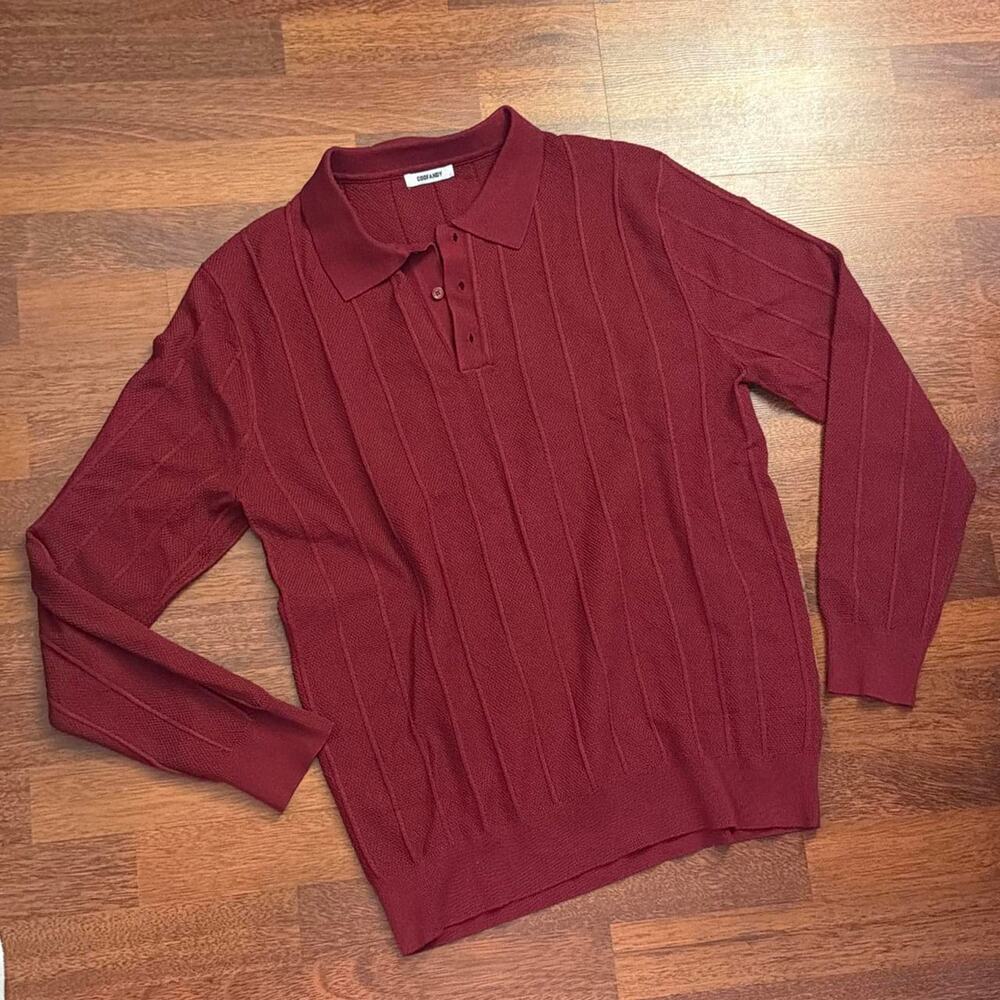 Burgundy long sleeve polo shirt